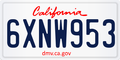 CA license plate 6XNW953
