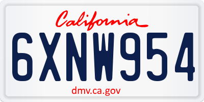 CA license plate 6XNW954