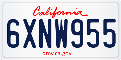 CA license plate 6XNW955