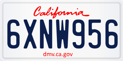 CA license plate 6XNW956