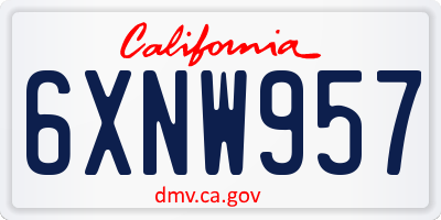 CA license plate 6XNW957