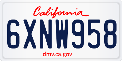 CA license plate 6XNW958