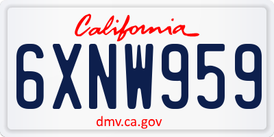 CA license plate 6XNW959
