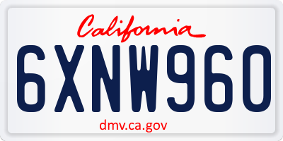 CA license plate 6XNW960