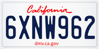 CA license plate 6XNW962