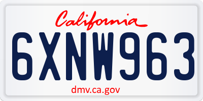 CA license plate 6XNW963