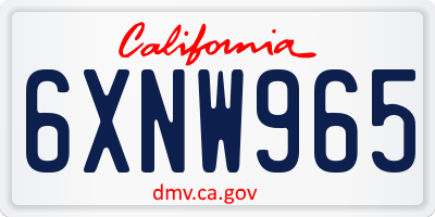 CA license plate 6XNW965