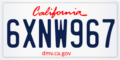 CA license plate 6XNW967