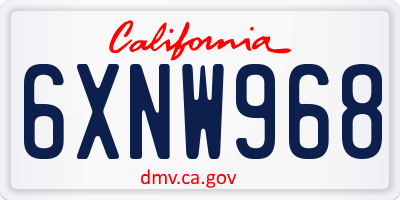 CA license plate 6XNW968