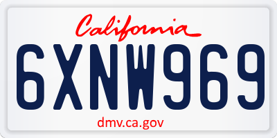 CA license plate 6XNW969