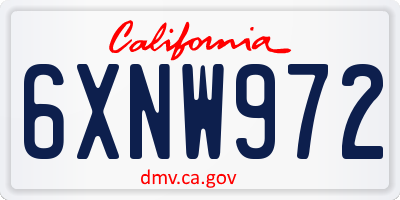 CA license plate 6XNW972