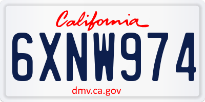 CA license plate 6XNW974