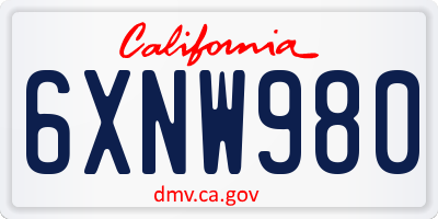 CA license plate 6XNW980