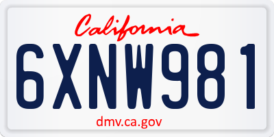 CA license plate 6XNW981