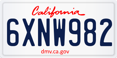 CA license plate 6XNW982