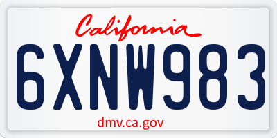 CA license plate 6XNW983