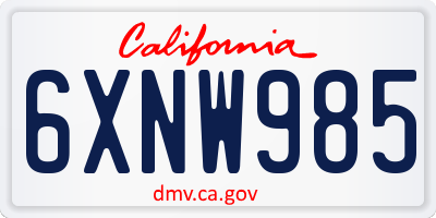 CA license plate 6XNW985