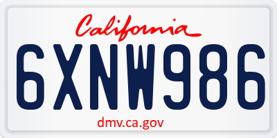 CA license plate 6XNW986