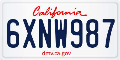 CA license plate 6XNW987