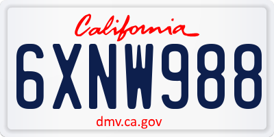 CA license plate 6XNW988
