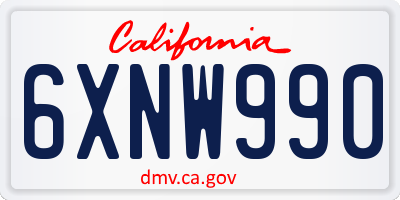 CA license plate 6XNW990