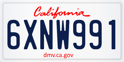 CA license plate 6XNW991