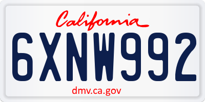 CA license plate 6XNW992