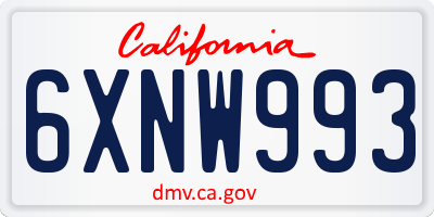 CA license plate 6XNW993