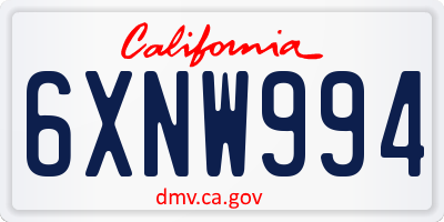 CA license plate 6XNW994