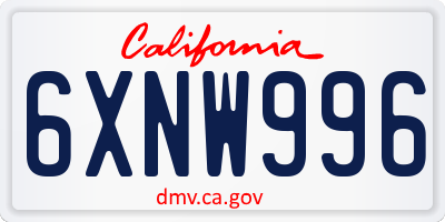 CA license plate 6XNW996