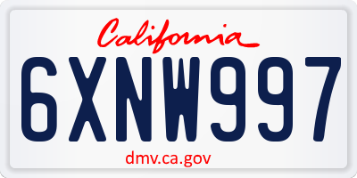 CA license plate 6XNW997