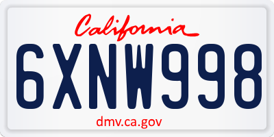 CA license plate 6XNW998