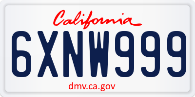 CA license plate 6XNW999