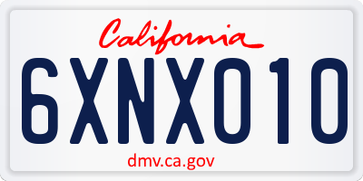 CA license plate 6XNX010