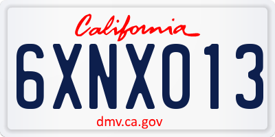 CA license plate 6XNX013