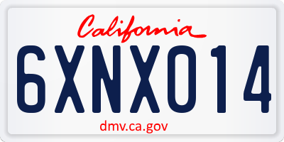 CA license plate 6XNX014