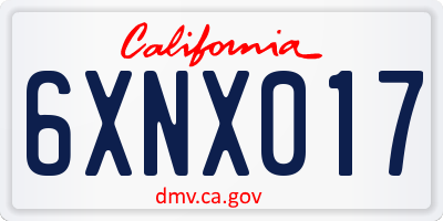 CA license plate 6XNX017