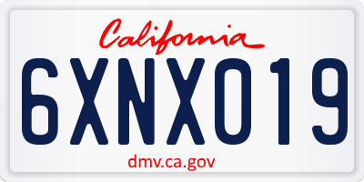 CA license plate 6XNX019