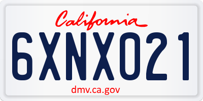 CA license plate 6XNX021