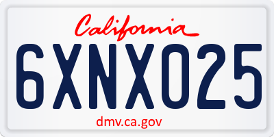 CA license plate 6XNX025
