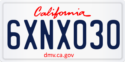 CA license plate 6XNX030