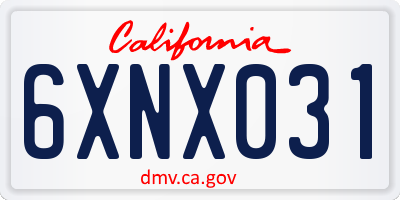 CA license plate 6XNX031