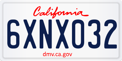 CA license plate 6XNX032