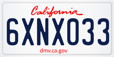 CA license plate 6XNX033