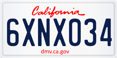 CA license plate 6XNX034