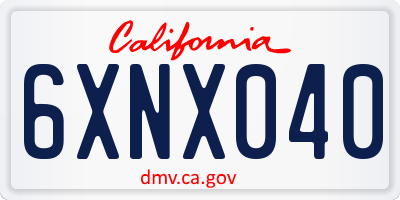 CA license plate 6XNX040
