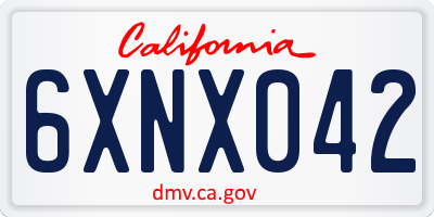CA license plate 6XNX042