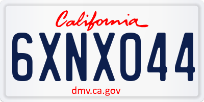 CA license plate 6XNX044