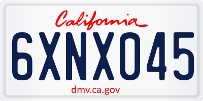 CA license plate 6XNX045