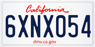 CA license plate 6XNX054
